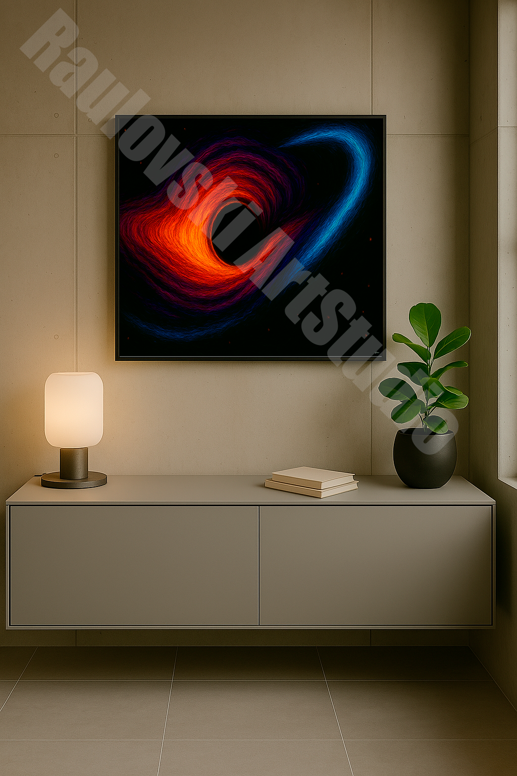 Neon Black Hole - High-Resolution Digital Art for Giclée Printing