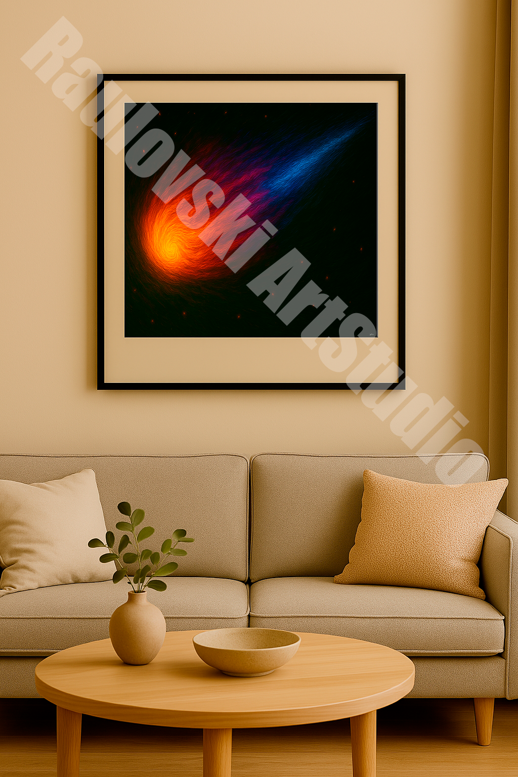 Neon Comet - High-Resolution Digital Art for Giclée Printing