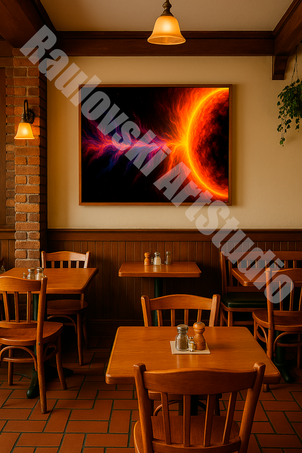 Neon Sun Flames - High-Resolution Digital Art for Giclée Printing