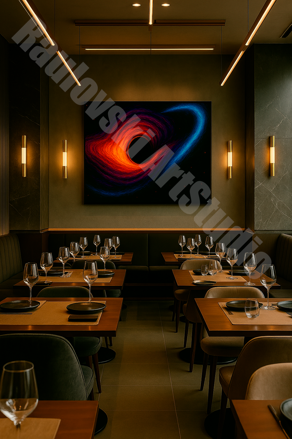 Neon Black Hole - High-Resolution Digital Art for Giclée Printing