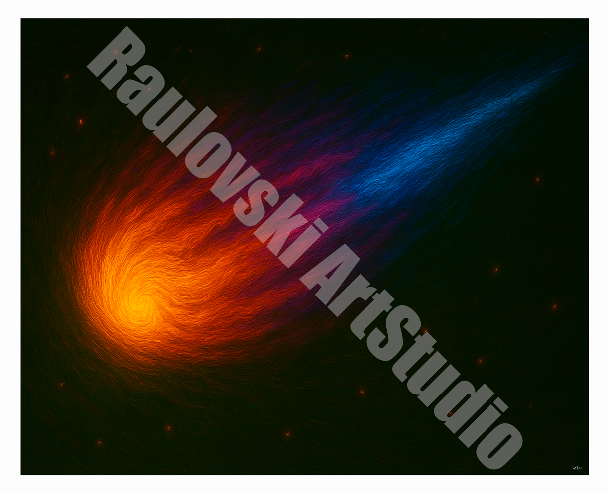 Neon Comet - High-Resolution Digital Art for Giclée Printing