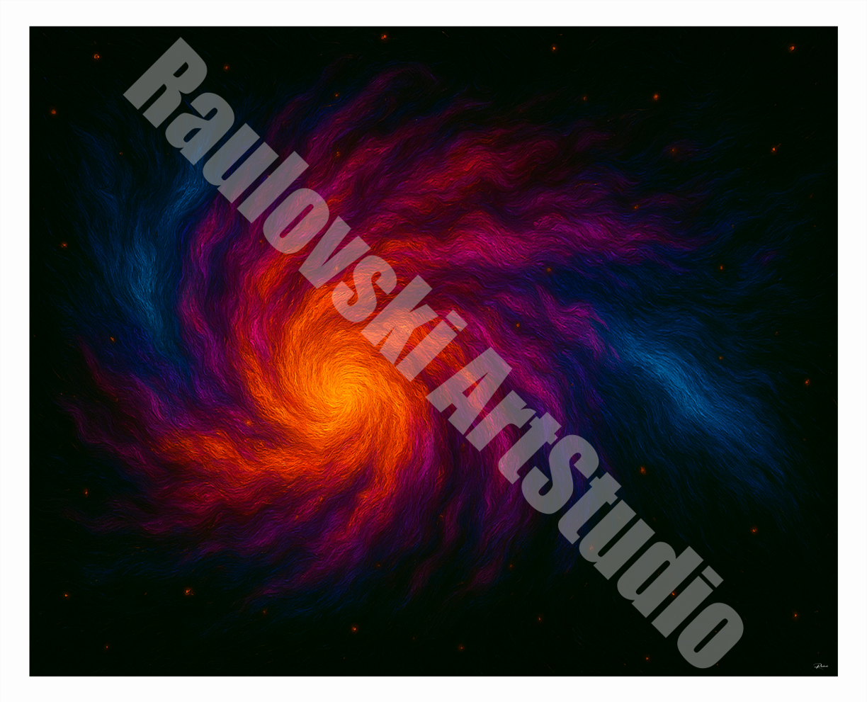 Neon Cosmic Vortex - High-Resolution Digital Art for Giclée Printing