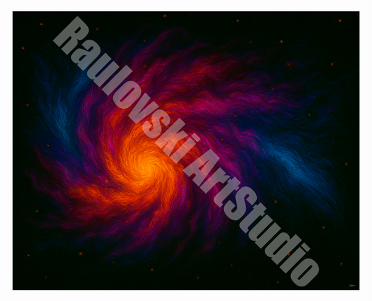 Neon Cosmic Vortex - High-Resolution Digital Art for Giclée Printing