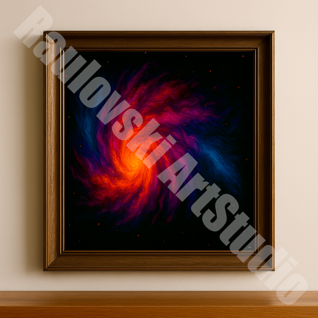 Neon Cosmic Vortex - High-Resolution Digital Art for Giclée Printing