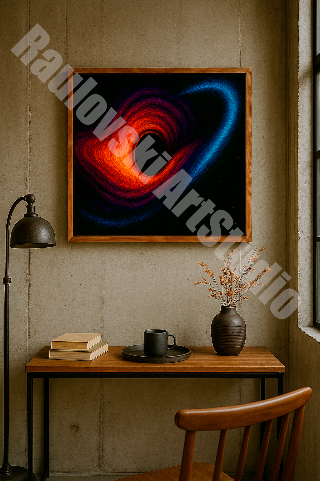 Neon Black Hole - High-Resolution Digital Art for Giclée Printing