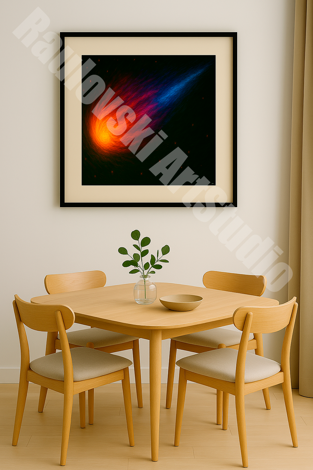 Neon Comet - High-Resolution Digital Art for Giclée Printing