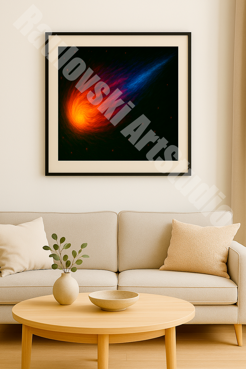 Neon Comet - High-Resolution Digital Art for Giclée Printing