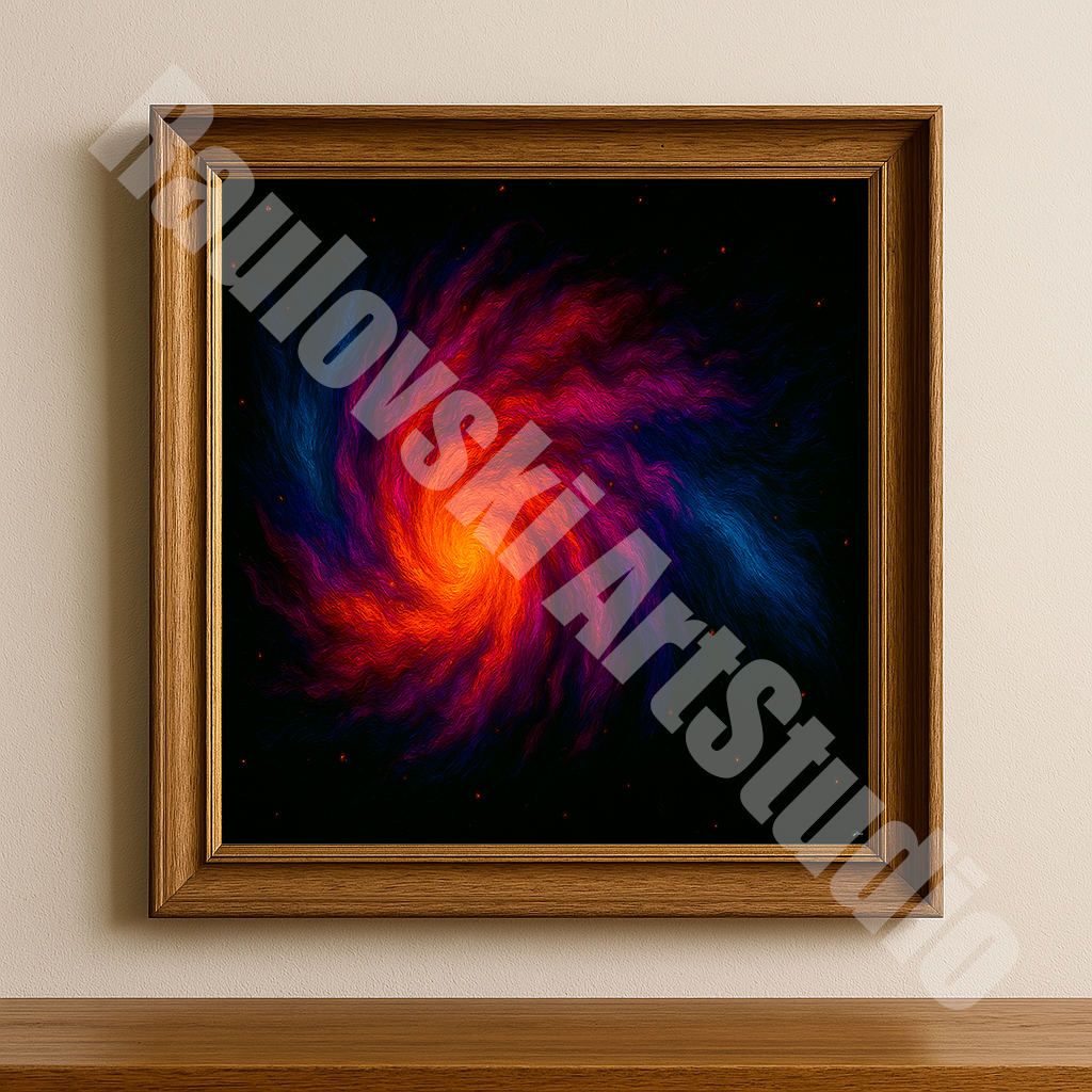 Neon Cosmic Vortex - High-Resolution Digital Art for Giclée Printing