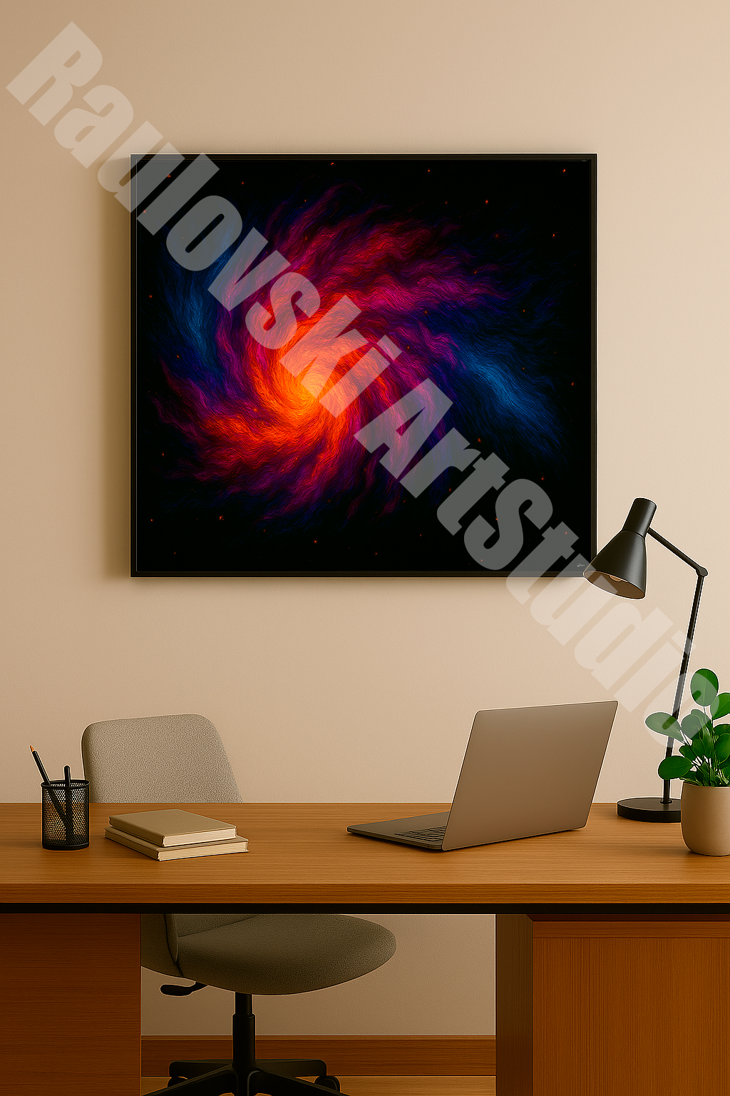 Neon Cosmic Vortex - High-Resolution Digital Art for Giclée Printing