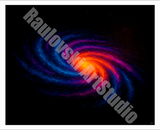 Printable digital art of a spiral galaxy – Cosmic decorative artwork featuring a radiant core and swirling arms in vibrant shades of blue, purple, and pink. Ideal for astronomy lovers, universe enthusiasts, and those drawn to the energy of space. Perfect for decorating homes, offices, or modern spaces with a touch of depth and mystery. Instant high-resolution download ready for printing on canvas, poster, or fine art paper.